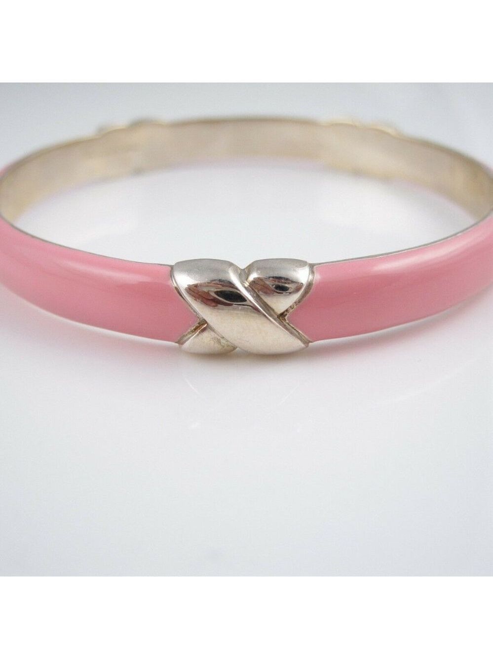 TIFFANY & CO Pink Enamel Wide Med Bangle Bracelet - Picture 5 of 6